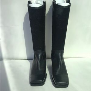 Bass Wichita Black Leather Pony Hair Boots-size7